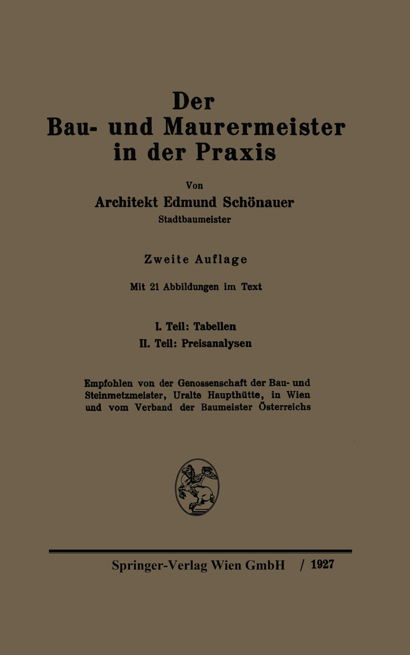 Edmund Schönauer / Der Bau- Und Maurermeister In Der Praxis