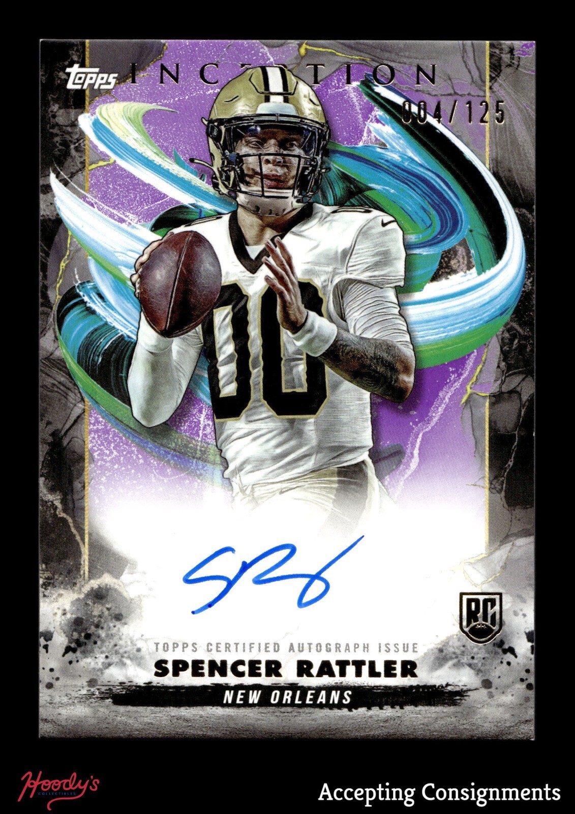 2024 Topps Inception Purple #RASR Spencer Rattler RC ROOKIE AUTO 004/125
