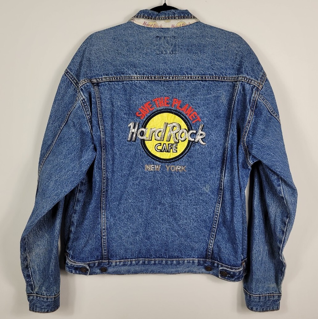 ジャケット・アウター Hard Rock CAFE NEW YORK DENIM SWING TOP Hard Rock Cafe Save The Planet New York Denim Jacket Trucker