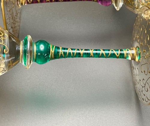 Pier 1 RIOJA Martini Glass Set 4 Gold Filagree Scroll Cocktail Color Stems VTG - Afbeelding 8 van 8