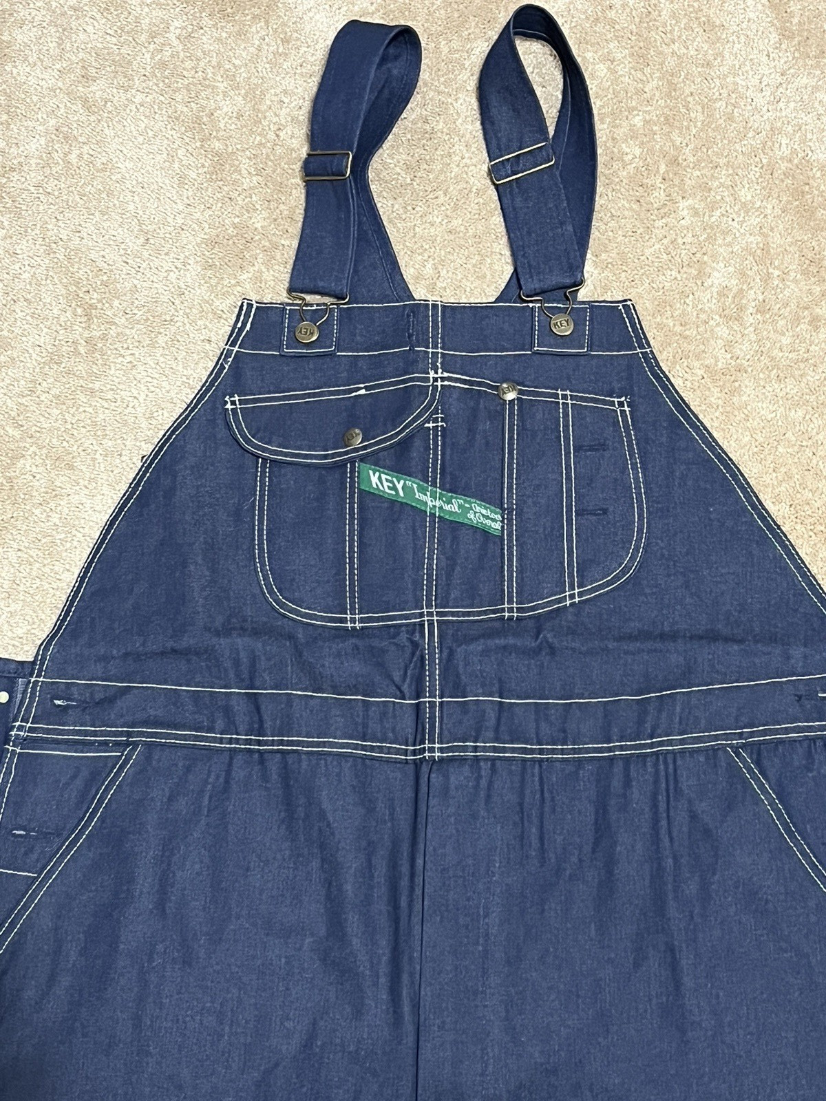 KEY IMPERIAL Overalls 100% Cotton 46" x 34" Denim New W Tags Zip Fly
