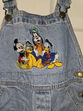 Vintage Disney Store Mickey Mouse Co Denim Overalls 8 / 10 Embroidered 90s Y2K