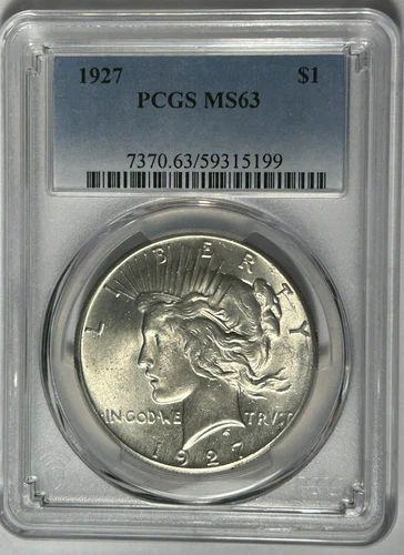 1927 PEACE DOLLAR PCGS MS 63