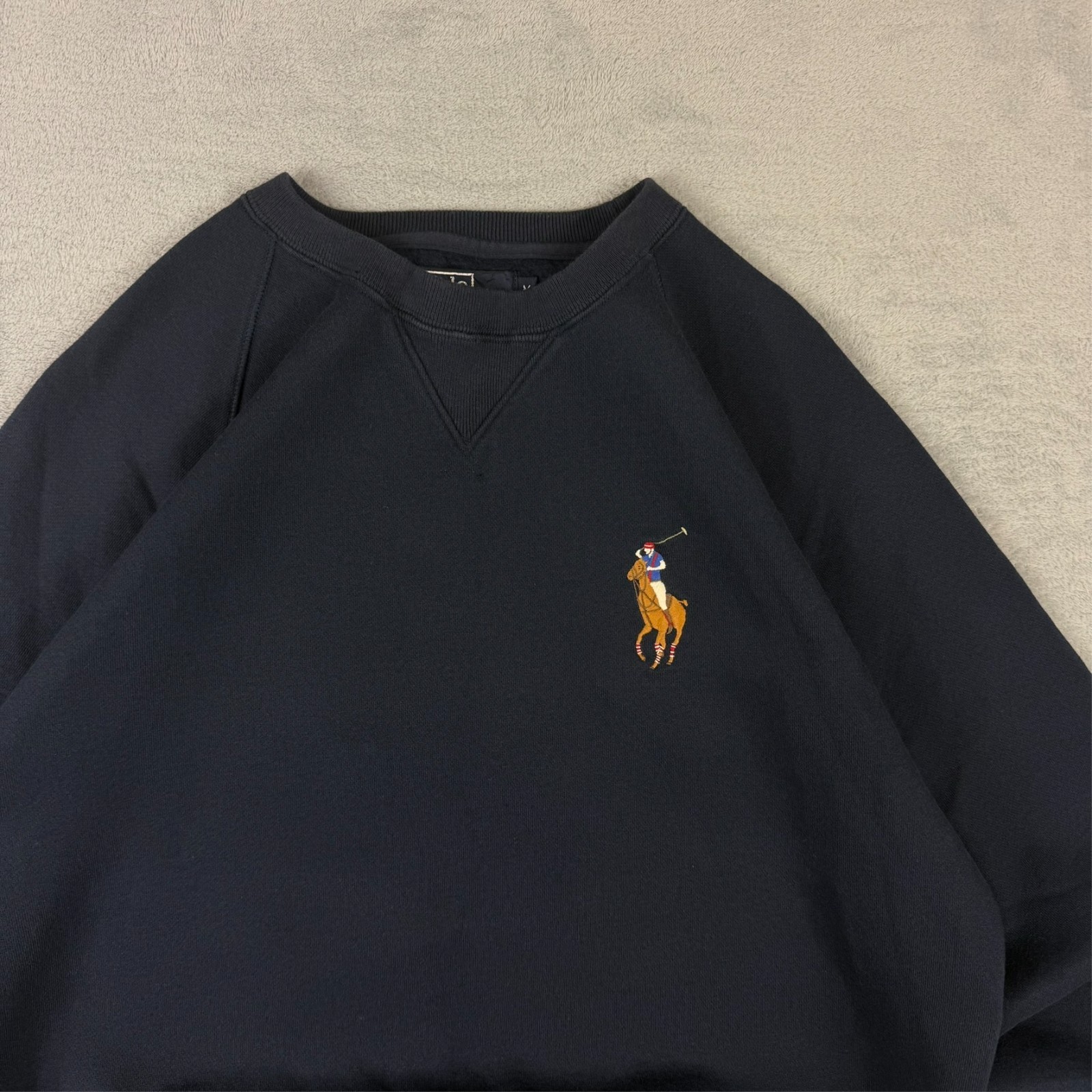 Vintage Polo Ralph Lauren 1990's Navy Big Pony Size Medium Pullover Sweatshirt image 4