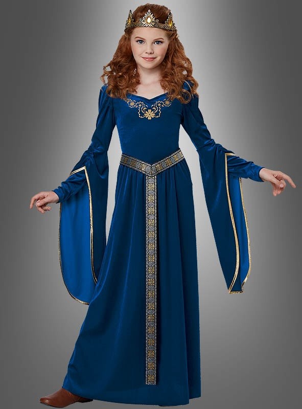 Mittelalter-Kostüm Für Mädchen – Prinzessinnenkleid Mit Kopfschmuck, Rot/grau, Inkl. Strasssteine