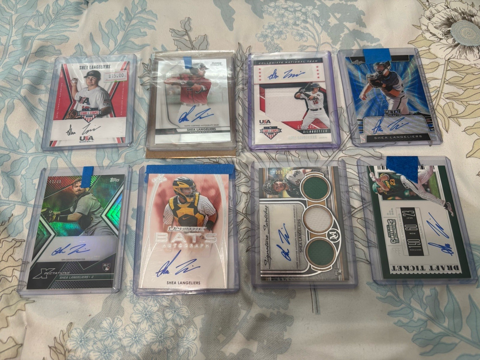 Lot Of 8 Shea Langeliers Rookie Auto RC Jersey Patch Leaf Topps Bowman 309/399