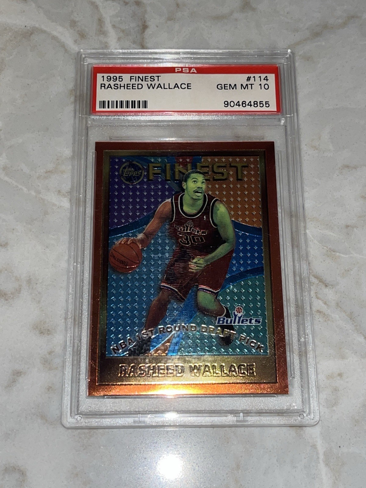 1995-96 Topps Finest BLAZERS PISTONS Rasheed Wallace ROOKIE RC #114 PSA 10