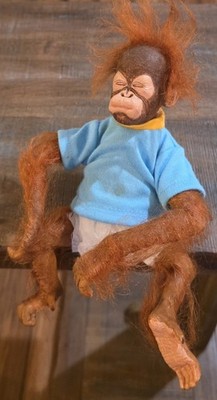 Reborn Style Baby Chimp Orangutan Monkey Doll Realistic 8in Long Small Rare