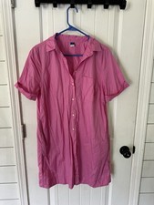 Old Navy Button-Down Mini Shirt Dress Pink Vivid Begonia Size M Summer Travel