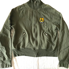 A-STYLE ITALIAN UNISEX OLIVE GREEN TRACKJACKET TOP ZIPPED SMALL SIZE