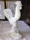 Rare ROYAL HAEGER Pottery WHITE Wash PAINT 20" Tall ROOSTER Chicken STATUE Decor