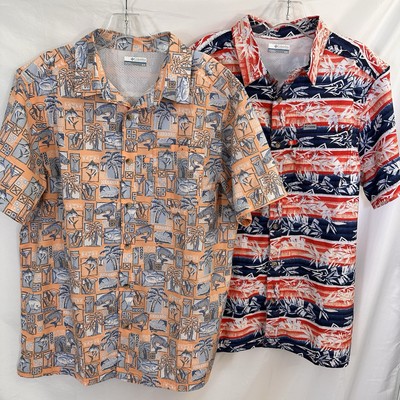 Lot 2 Columbia Super Slack Tide Fishing Shirts Mens MEDIUM Vented UPF
