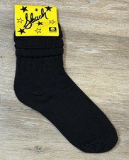Vintage 90s Slouch Socks Women  s Size 9-11 Black 100 Cotton One Pair NEW