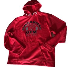 Powerhouse Men's Red hooded sweatshirt gym hoodie world gym
