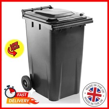 240 Litre Outdoor Wheelie Bin Grey/Black Standard Household Size Bin With Wheels