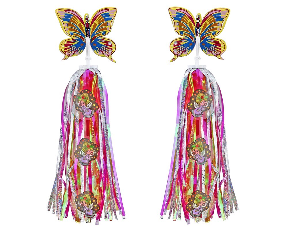 Angel Queen Cartoon Multi-Color Bicycle Handlebar Streamers w/Butterfly Topper.
