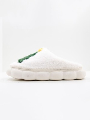 White Fleece Christmas Treee Faux-Fur Lined Slippers - Women's 9 