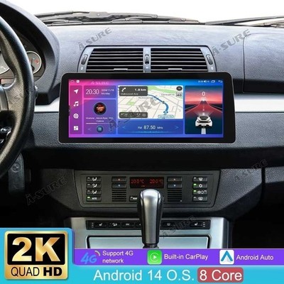 12.3''4+64G Android 14 Autoradio 2K Carplay GPS Navi für BMW 5er E39 X5 E53 E38