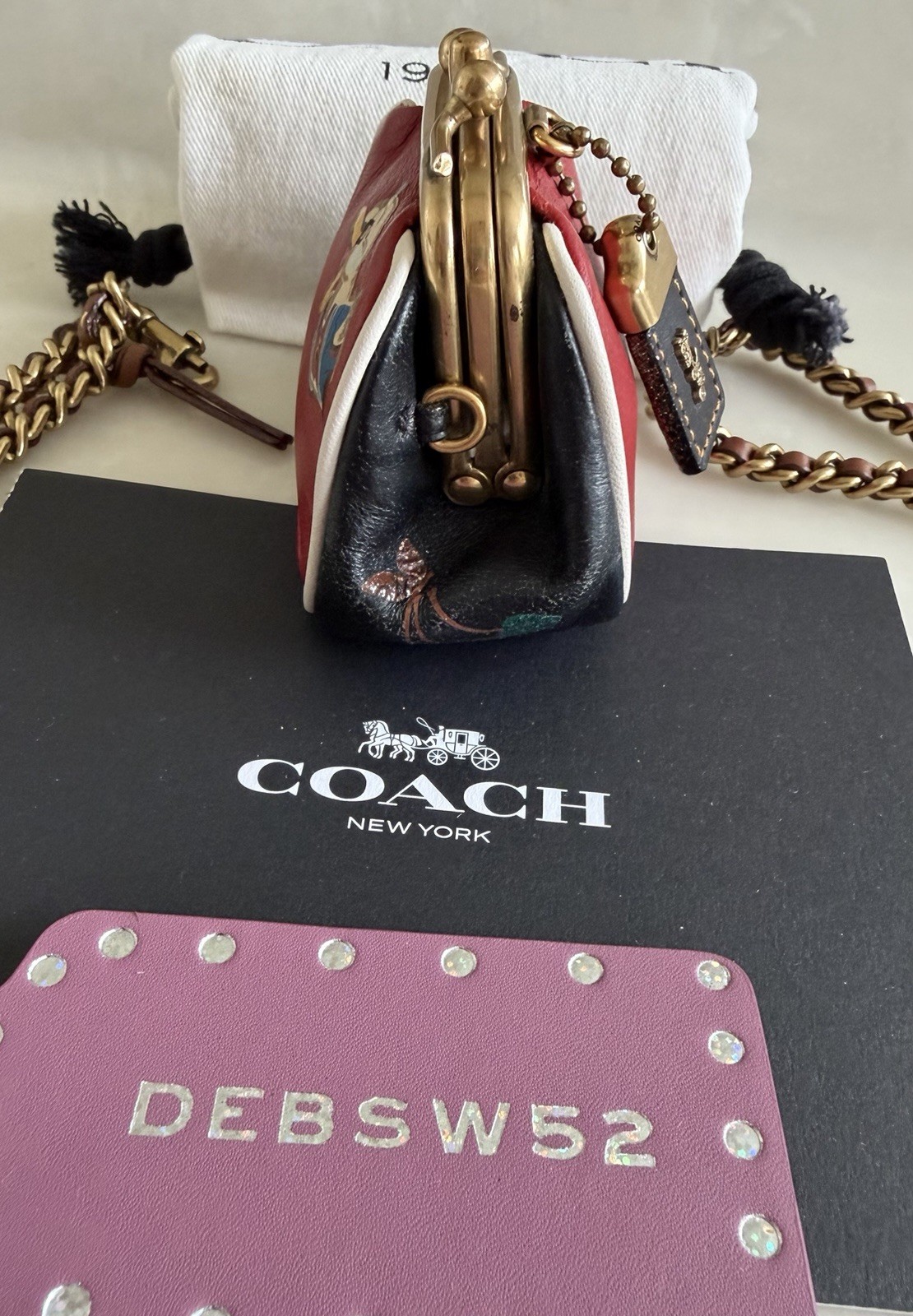 COACH 1941 DR. DOODLE DUCK MINI POUCH DOUBLE KISSLOCK XBODY LTD RED/MULTI 23195 image 10