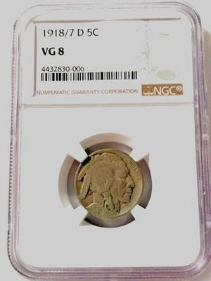 1918/17-D Buffalo Nickel NGC VG8 Overdate