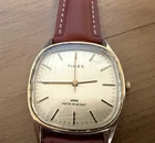 Vintage 1970s Timex Men’s Mechanical Watch Gold Tone Cushion Case Working