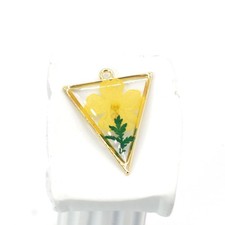 6PCS Gold Tone Real Dried Flower Resin Triangle Charm Pendant GYX20