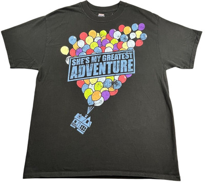 Disney Parks Pixar UP Shirt Men Large Black Greatest Adventure Balloon House Y2K