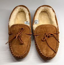 LAMO Women's Brown Suede Moccasin Slippers Faux Fur Lined US 9 EU 40