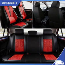 Blk Leather Car Seat Covers Full Set Cushion For Dodge Ram 1500 2500 3500 Truck