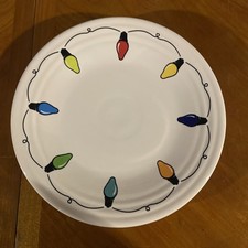 Fiestaware Bon Ton White String of Lights 9" Luncheon Plate Christmas