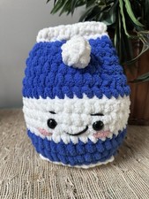 NEW Blue White Milk Carton Boy Amigurumi Crochet Plush Plushy Handmade SOFT