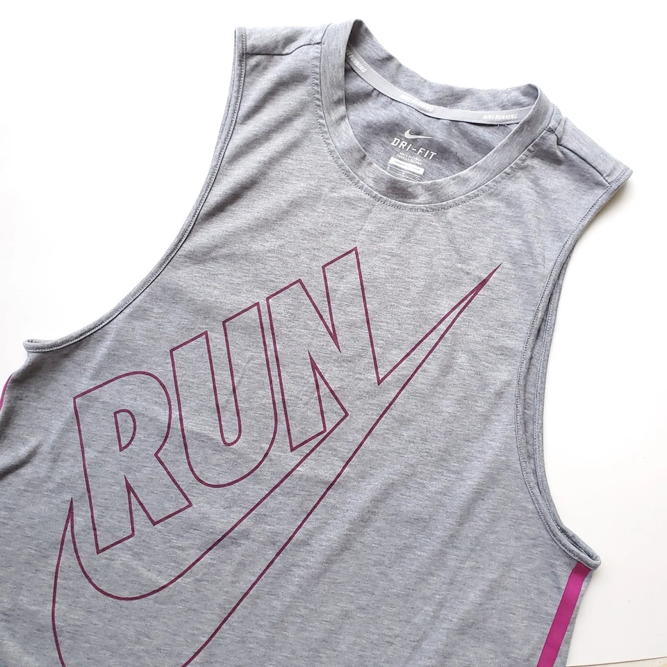 Nike Dri Fit работает бак женщин S без рукавов рубашка мышцы футболка Swoosh запустить 588547 - Изображение 2 из 4