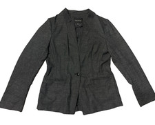 Banana Republic Blazer Charcoal Gray Pleated 1 Button Women's Size 6