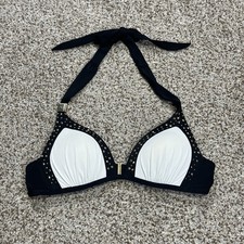 Victoria  s Secret Size Small Bikini Push Up TopPadded Halter Gold Studs