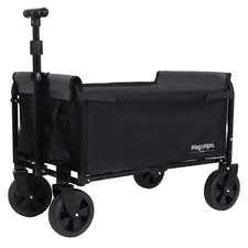 Lightweight Folding Wagon with Seat & Storage, Rust- Frame & Swivel Wheels for