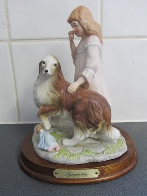 Vintage Sitzendorf Deutsche Keramik Mädchen & Hund SYMPATHIE 20cms