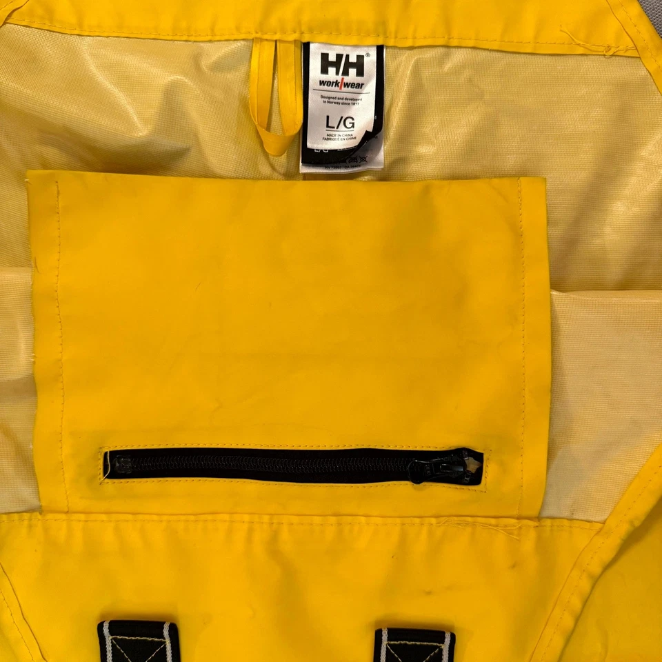 Helly Hansen Workwear Yellow PVC Fishing Bib Pants L Waterproof Rain Gear - Image 3 of 4