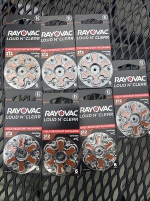 7 Packs 42 Cells Rayovac Loud n' Clear Hearing Aid Batteries 312CR-6LNCUS