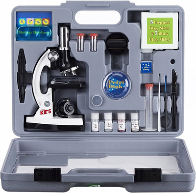 120X-1200X 52-Pcs Beginner Microscope STEM Kit with Metal Body Microscope, Plast