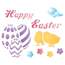 Stencils for Walls: Happy Easter Stencil, 4 x 3.25 inch - Classic Easter Card...