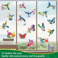 32 Pieces Hummingbird Window Clings Anti Collision Decals To Prevent Bird Strike