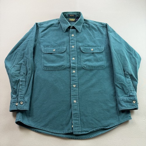 OshKosh B'gosh, Vintage OshKosh B'gosh Shirt Chamois Mens Large Green Flannel Button Up USA 90s