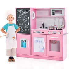 Kid  s Pretend Play Kitchen Toddler Kitchen Playset w/ Blackboard Pink