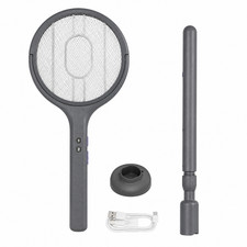 Electric Fly Swatter Bug Zapper 360 Rotating Rechargeable Telescopic Racket New
