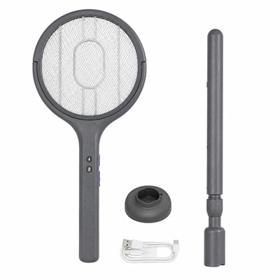 Electric Fly Swatter Bug Zapper 360° Rotating Rechargeable Telescopic Racket New