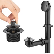 1 Pack 11/2" Matte Black Bathtub Tub Drain Kit Bath Waste Overflow Drain Tube...