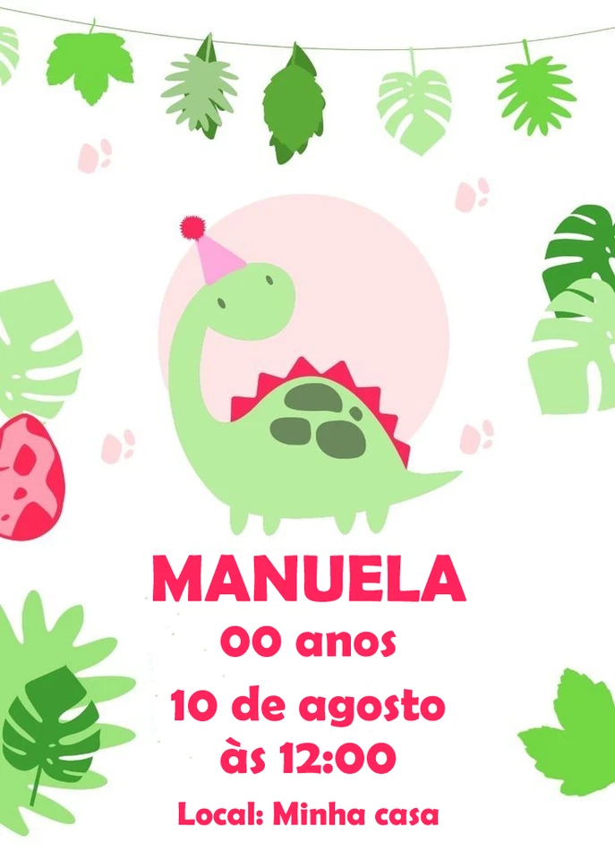 Digital Dino Dinosaur Birthday Party Invitation Personalized Texts 1 - Image 3 of 4