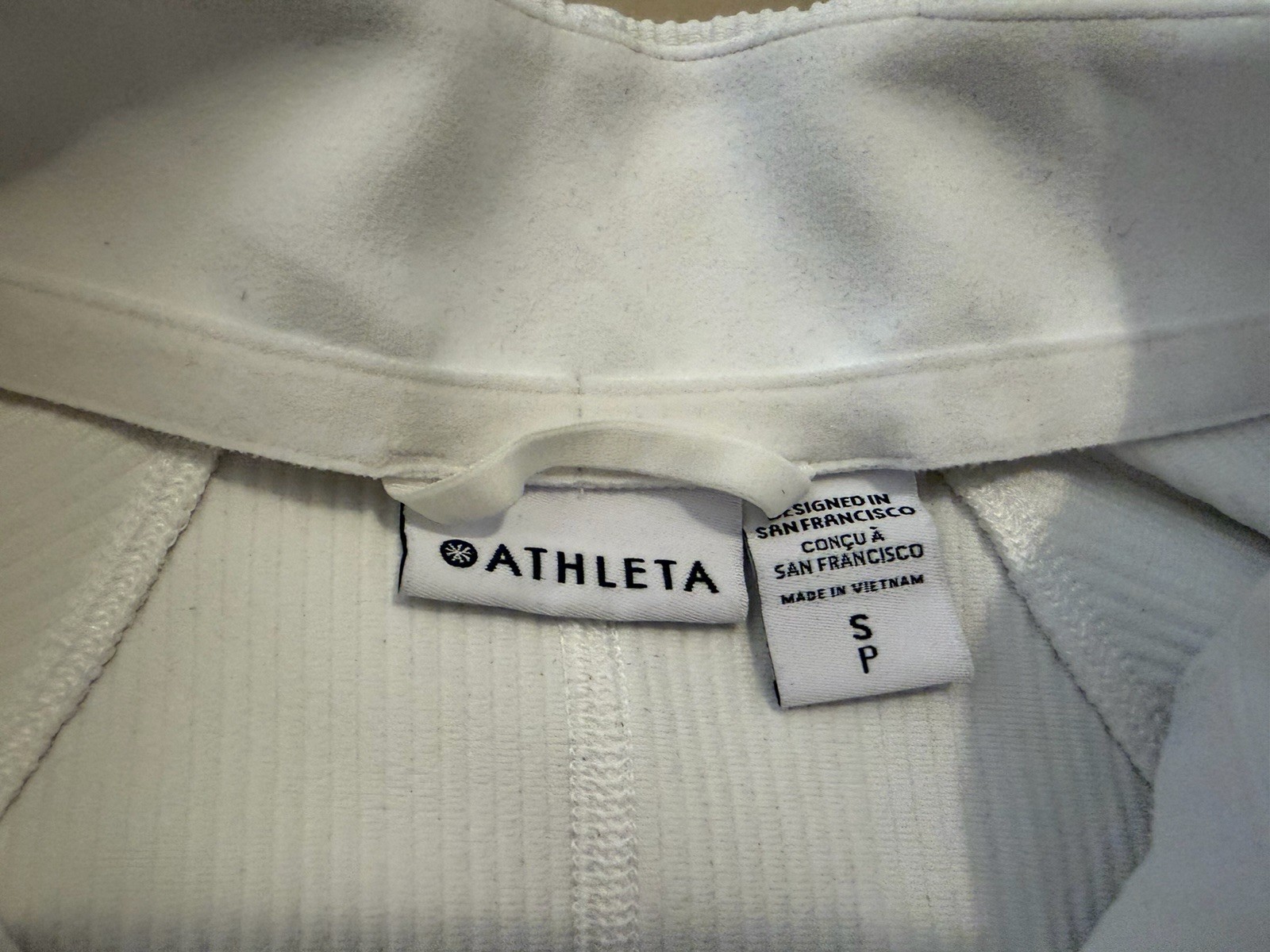 Athleta White Ribbed Zip Jacket Active Thumbholes… - image 7
