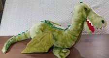Vintage Dakin Green Plush Winged Dragon Stuffed Toy Animal Fire Breathing 24"