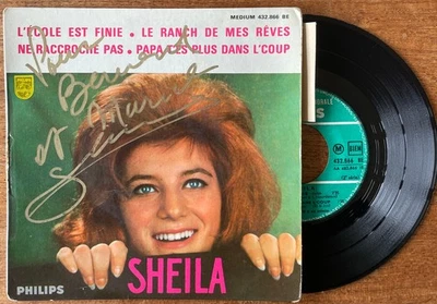 SHEILA L'École Est Finie + 3 EP Philips France 1963 DÉDICACÉ VG++ - Photo 1/4